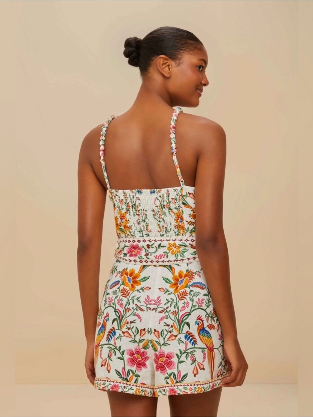 Farm Rio Off-White Delicate Forest Euroflax™ Premium Linen Romper NWT SIZE SMALL - Picture 3 of 15